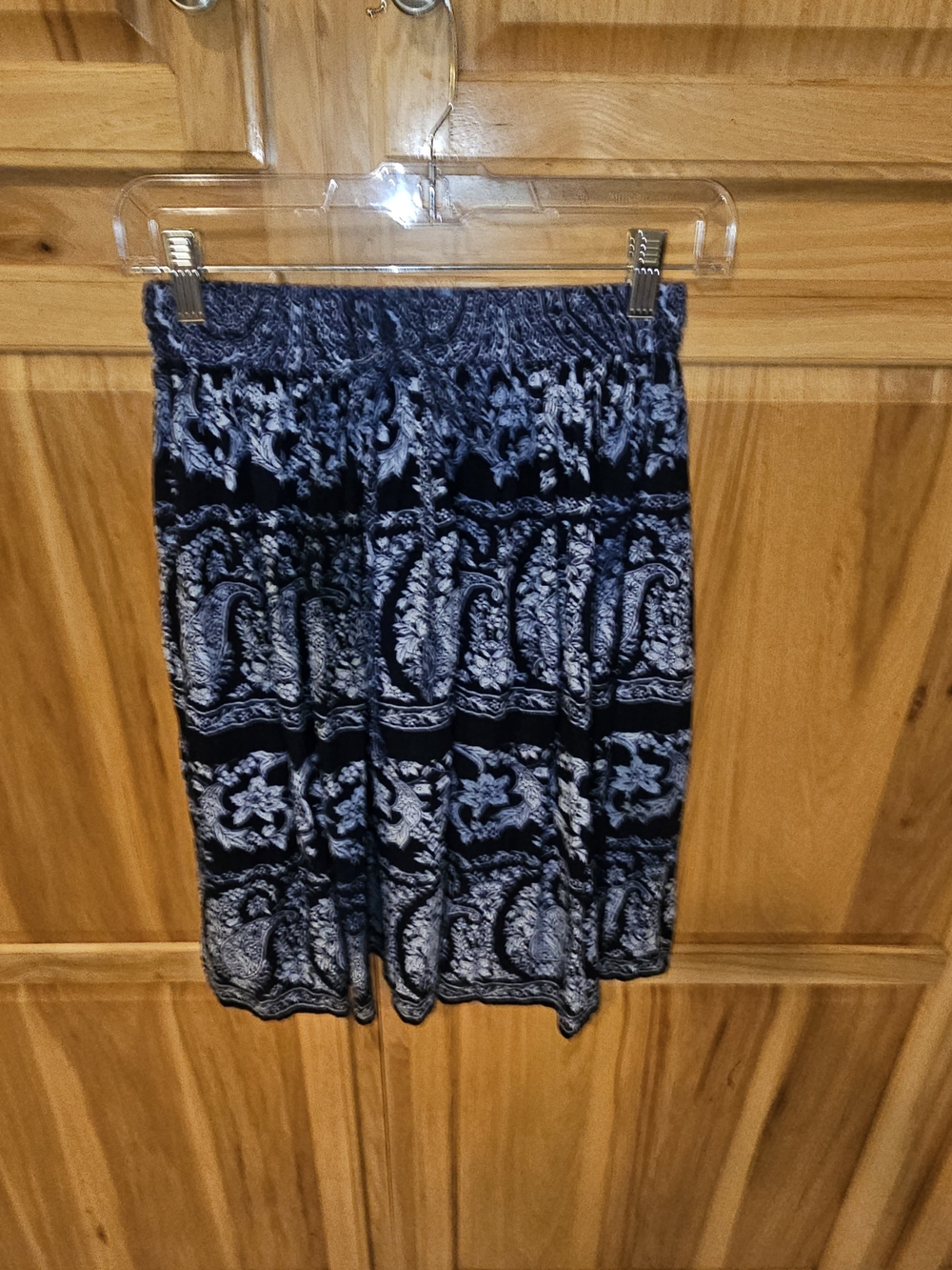 Source Unknown Navy and White Paisley Midi Dress